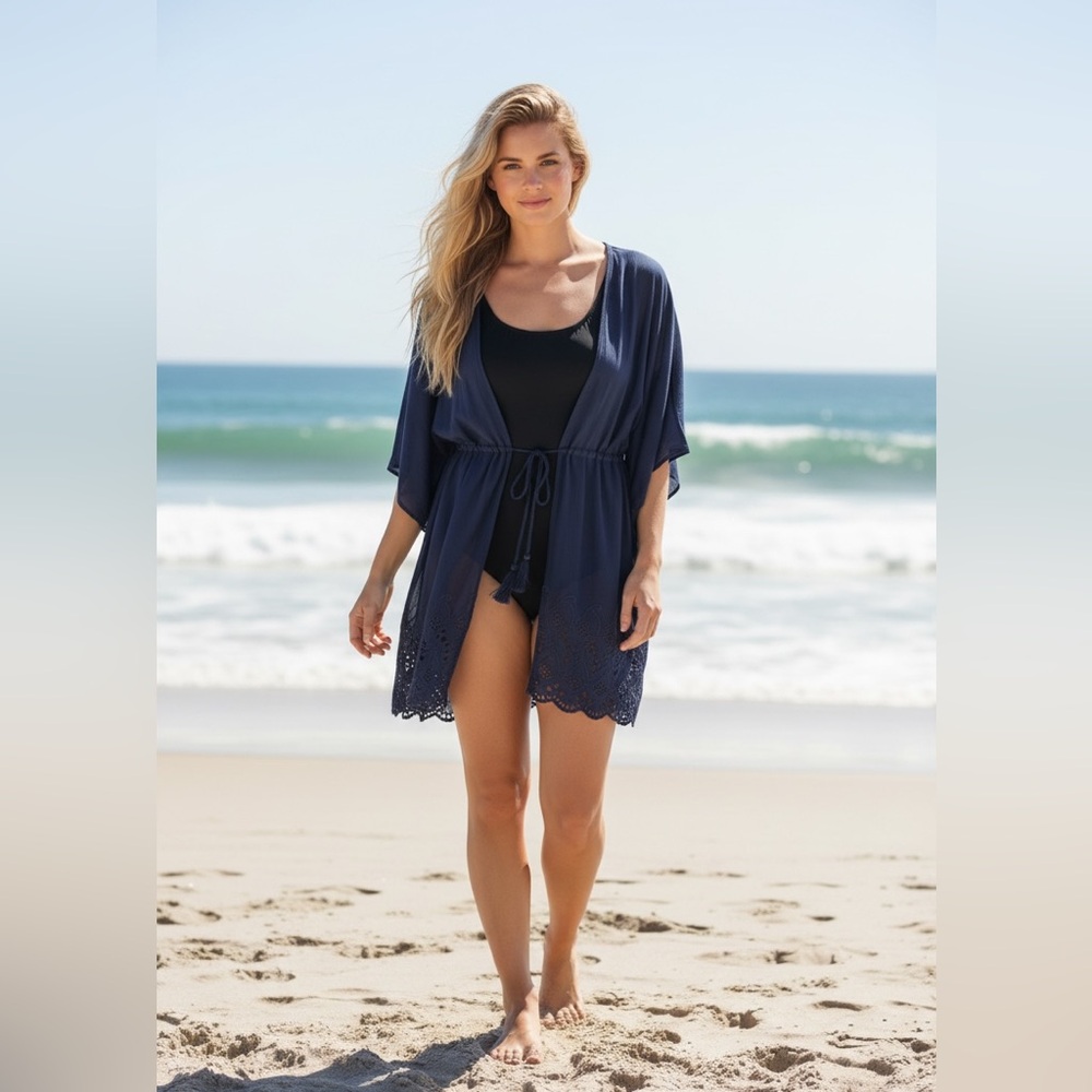 G by Giuliana Navy Kimono Cover Up NWT • Size 2X/3X • Boho Chic Layering